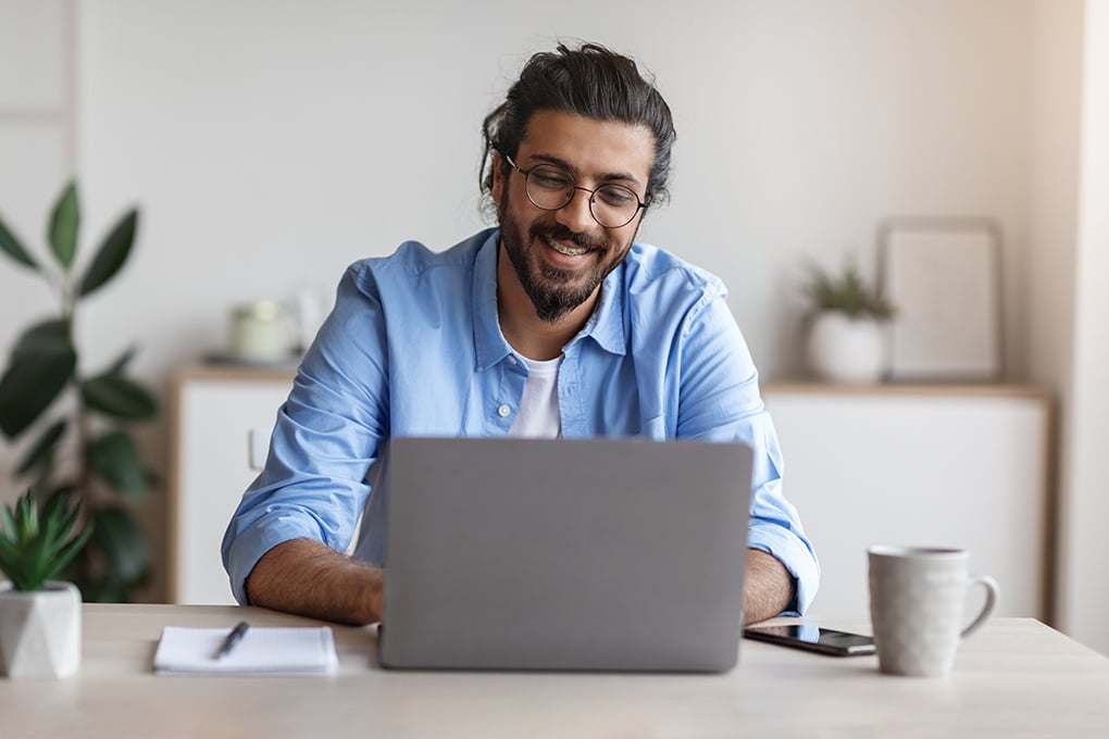 Freelance worker taking a conference call